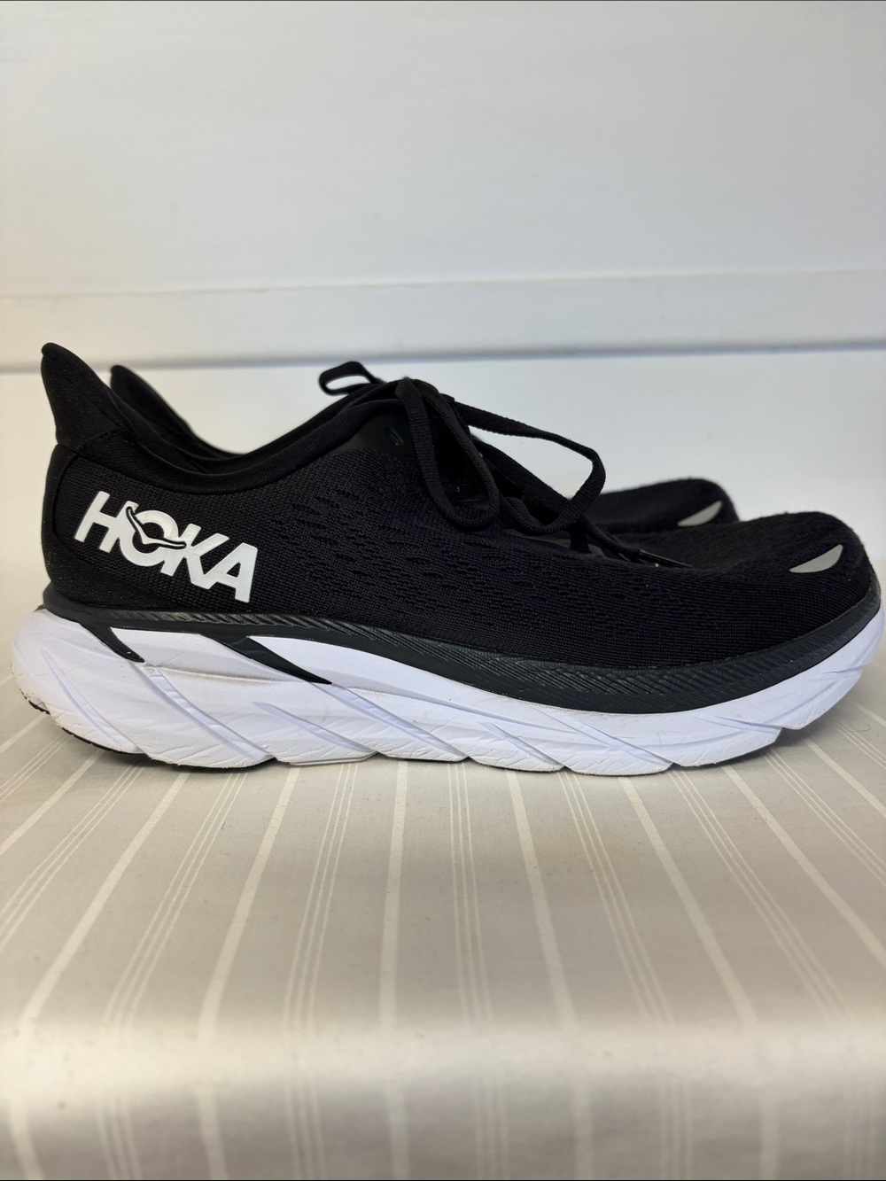 Hoka One One Clifton 8 black&white Shoes Running Sneakers women’s size 9.5 wide